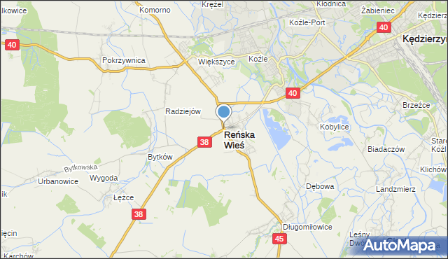 mapa Reńska Wieś, Reńska Wieś powiat kędzierzyńsko-kozielski na mapie Targeo